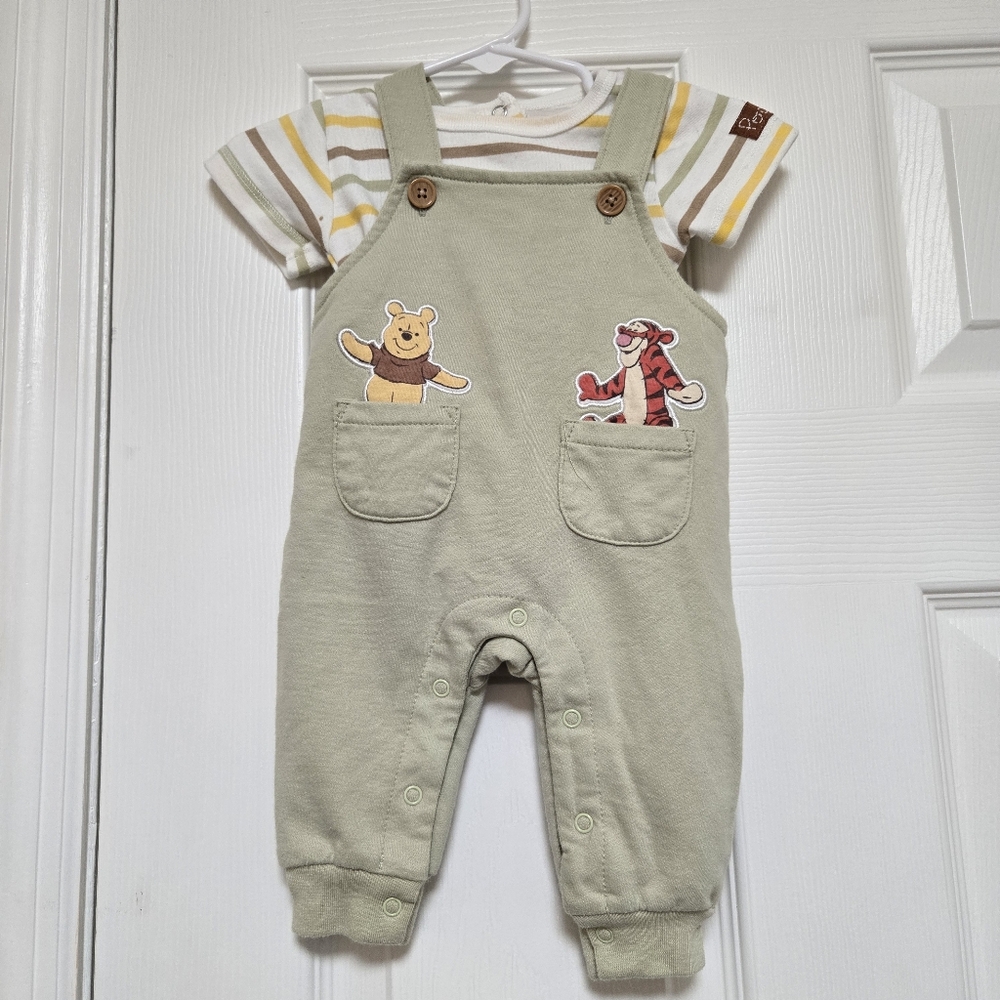 Disney Baby Winnie The Pooh Overalls Matching Set Size 0-3 Months